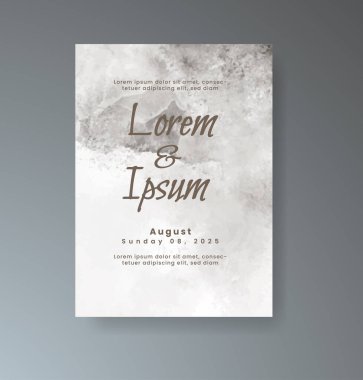 Soyut suluboya arkaplan içeren düğün davetiyesi