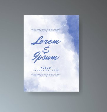 Soyut suluboya arkaplan içeren düğün davetiyesi