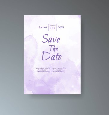 Soyut suluboya arkaplan içeren düğün davetiyesi