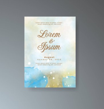 Soyut suluboya arkaplan içeren düğün davetiyesi