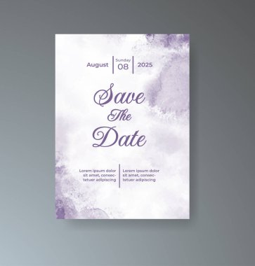 Soyut suluboya arkaplan içeren düğün davetiyesi