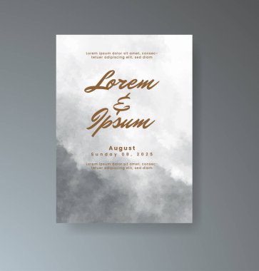 Soyut suluboya arkaplan içeren düğün davetiyesi