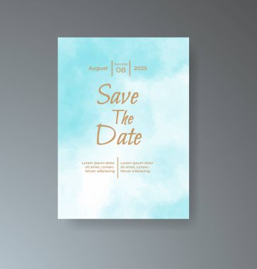 Soyut suluboya arkaplan içeren düğün davetiyesi