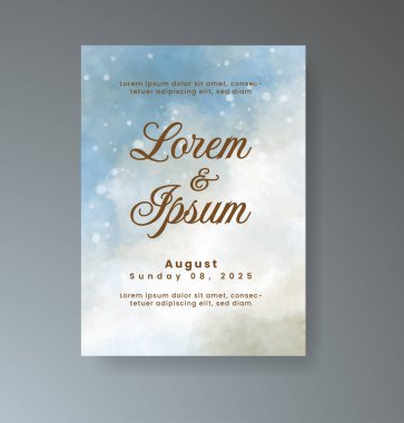 Soyut suluboya arkaplan içeren düğün davetiyesi