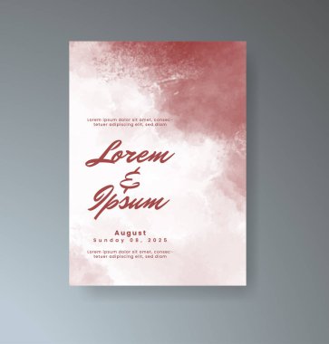 Soyut suluboya arkaplan içeren düğün davetiyesi