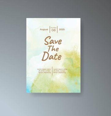 Soyut suluboya arkaplan içeren düğün davetiyesi