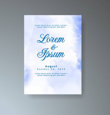 Soyut suluboya arkaplan içeren düğün davetiyesi