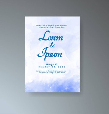 Soyut suluboya arkaplan içeren düğün davetiyesi