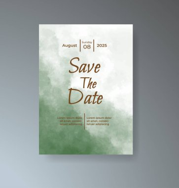 Soyut suluboya arkaplan içeren düğün davetiyesi