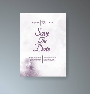 Soyut suluboya arkaplan içeren düğün davetiyesi