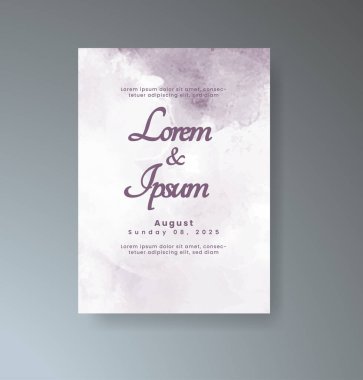 Soyut suluboya arkaplan içeren düğün davetiyesi