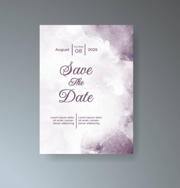 Soyut suluboya arkaplan içeren düğün davetiyesi