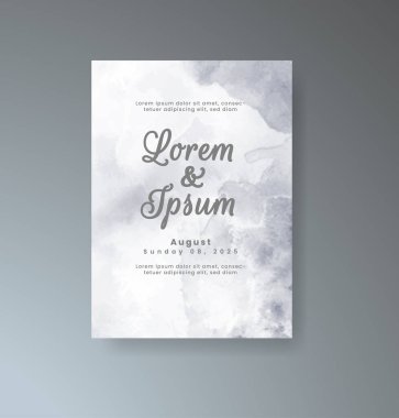 Soyut suluboya arkaplan içeren düğün davetiyesi