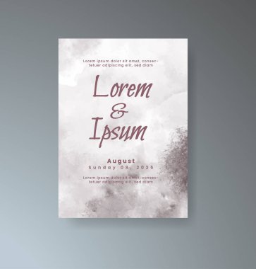 Soyut suluboya arkaplan içeren düğün davetiyesi