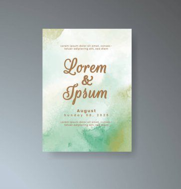 Soyut suluboya arkaplan içeren düğün davetiyesi