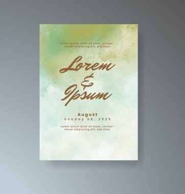 Soyut suluboya arkaplan içeren düğün davetiyesi