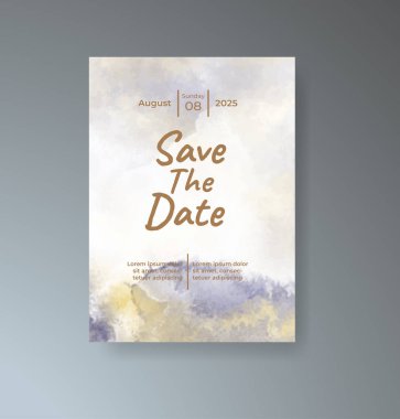 Soyut suluboya arkaplan içeren düğün davetiyesi