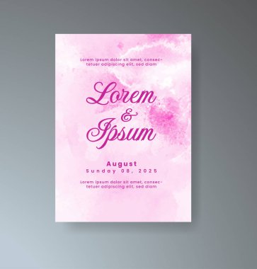 Soyut suluboya arkaplan içeren düğün davetiyesi