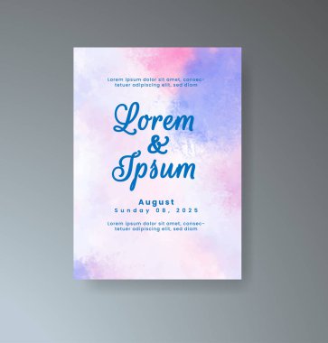 Soyut suluboya arkaplan içeren düğün davetiyesi