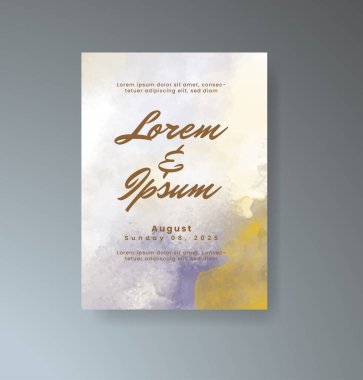 Soyut suluboya arkaplan içeren düğün davetiyesi