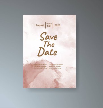 Soyut suluboya arkaplan içeren düğün davetiyesi