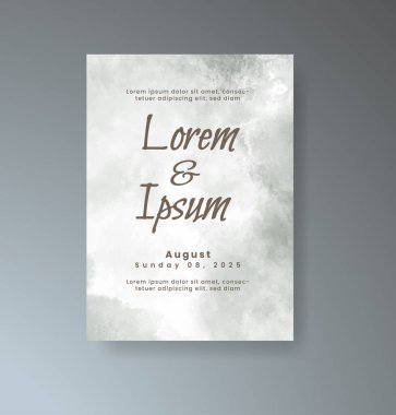 Soyut suluboya arkaplan içeren düğün davetiyesi