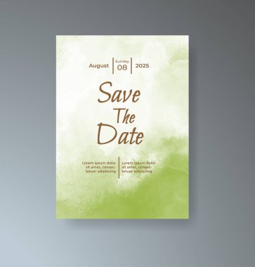 Soyut suluboya arkaplan içeren düğün davetiyesi