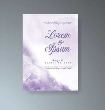 Soyut suluboya arkaplan içeren düğün davetiyesi