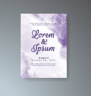 Soyut suluboya arkaplan içeren düğün davetiyesi