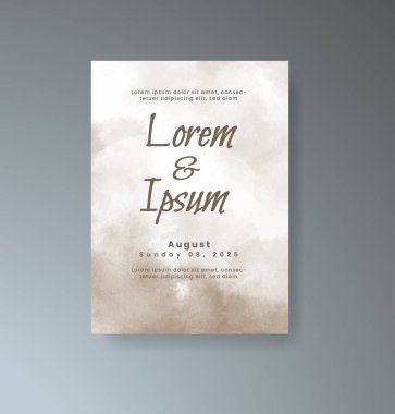 Soyut suluboya arkaplan içeren düğün davetiyesi