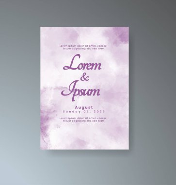 Soyut suluboya arkaplan içeren düğün davetiyesi