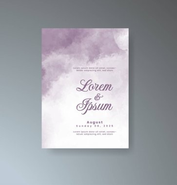 Soyut suluboya arkaplan içeren düğün davetiyesi