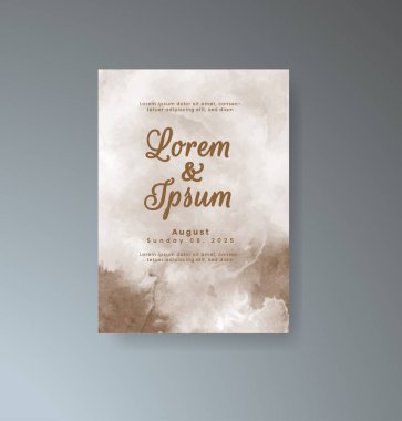 Soyut suluboya arkaplan içeren düğün davetiyesi