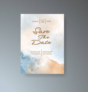 Soyut suluboya arkaplan içeren düğün davetiyesi