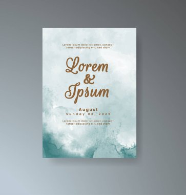 Soyut suluboya arkaplan içeren düğün davetiyesi