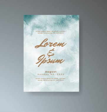 Soyut suluboya arkaplan içeren düğün davetiyesi