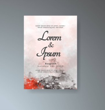 Soyut suluboya arkaplan içeren düğün davetiyesi