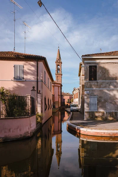 Uitzicht Het Historische Centrum Van Comacchio Met Zijn Belangrijkste Kanaal — Stockfoto