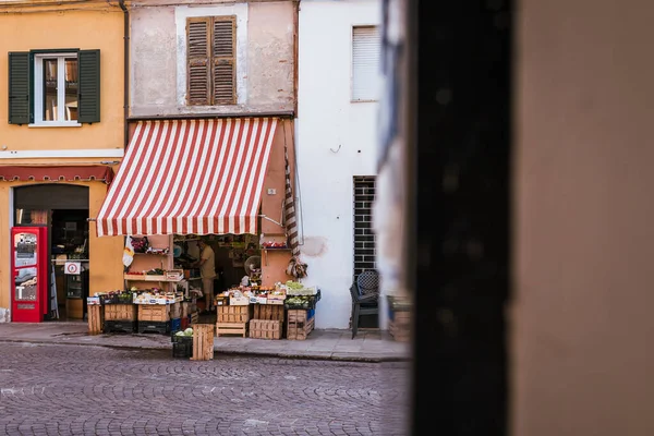 Greengrocer Centro Histórico Comacchio Itália Negócios Locais — Fotografia de Stock