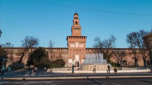 Sforza Castle Castello Sforzesco Milan Italy People Walking Hyperlapse — Wideo stockowe