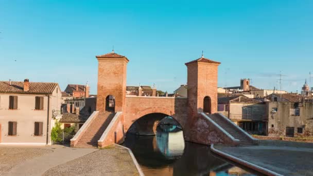 Comacchio Ferrara Talya Ağustos 2020 Comacchio Nun Trepponti Köprü Sembolünün — Stok video