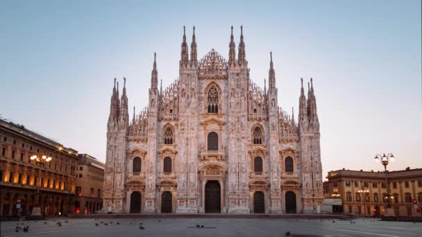 Milánó Katedrális Duomo Milano Timelapse Napkeltekor Fények Kialszanak — Stock videók