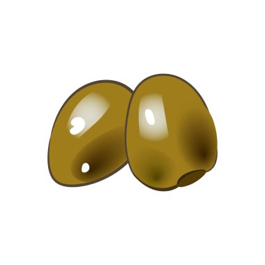   İki parlak zeytin, üst manzara. Vektör illüstrasyonu. 