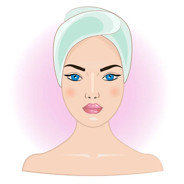 Concept Facial Care Vector Illustration Face Young Woman Bare Neck — Διανυσματικό Αρχείο