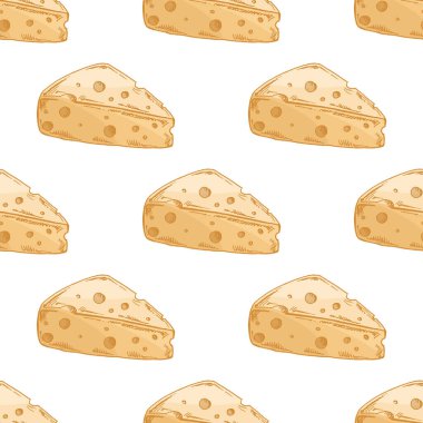 Delikli sarı peynir kamaları içeren kusursuz el yapımı klasik desenler. Ambalaj, ambalaj, ambalaj ya da mutfak temalı arka planlar için kırsal süt ürünleri dokusu tasarımı.
