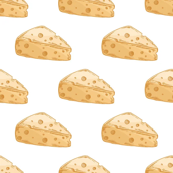 Delikli sarı peynir kamaları içeren kusursuz el yapımı klasik desenler. Ambalaj, ambalaj, ambalaj ya da mutfak temalı arka planlar için kırsal süt ürünleri dokusu tasarımı.