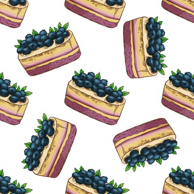 Waffle 'lı el yapımı tatlı seti, katmanlı pasta ve yabanmersinli tiramisu bardağı.