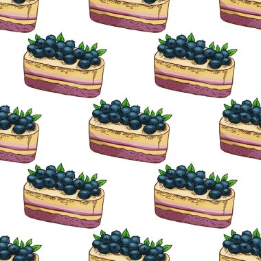 Waffle 'lı el yapımı tatlı seti, katmanlı pasta ve yabanmersinli tiramisu bardağı.