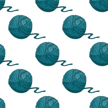 Kusursuz turkuaz iplik topları ve gevşek iplikler. Kumaş, tekstil baskıları, ambalaj, rahat tasarımlar ve örgü veya tığ işi ile ilgili el yapımı projeler için mükemmel..