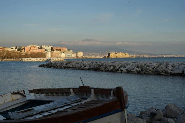 Φράγμα Και Βάρκα Κάστρο Της Νάπλες — Φωτογραφία Αρχείου